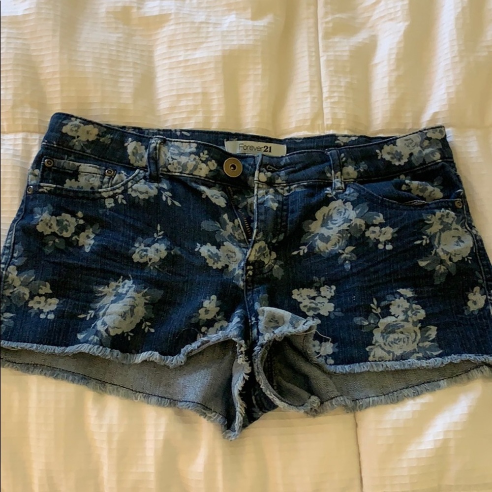 Floral jean shorts